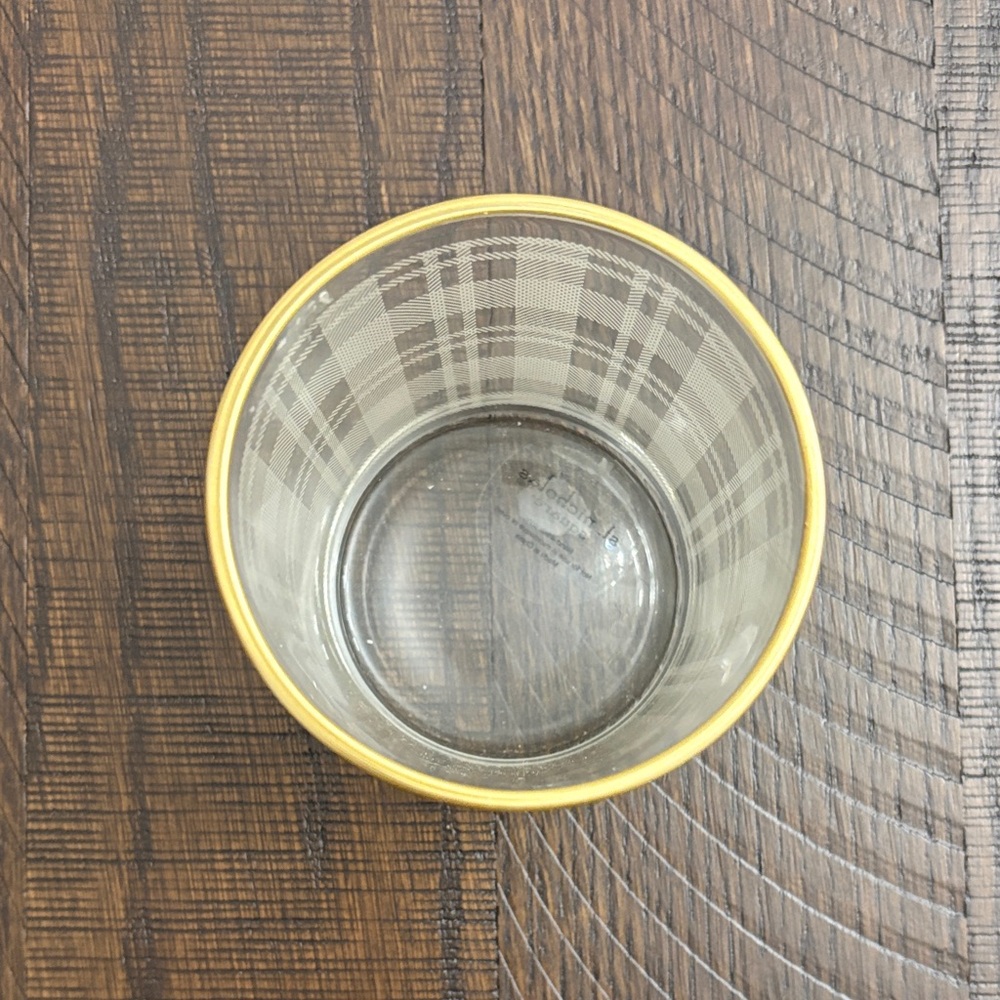 Plaid Patterned Glass with Gold Rim - Picture 2 of 5